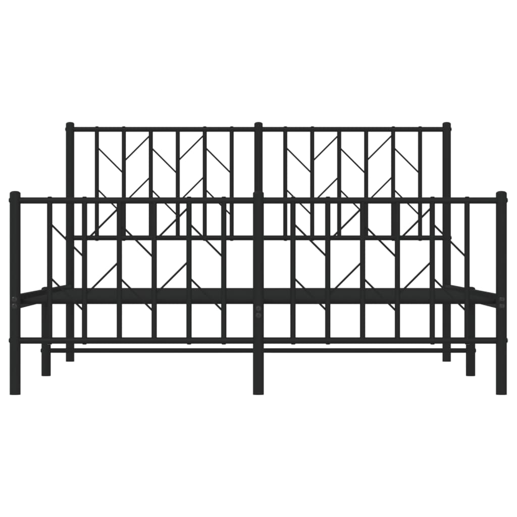 Cadre de lit métal avec tête de lit/pied de lit noir 140x190 cm Lits & cadres de lit vidaXL   