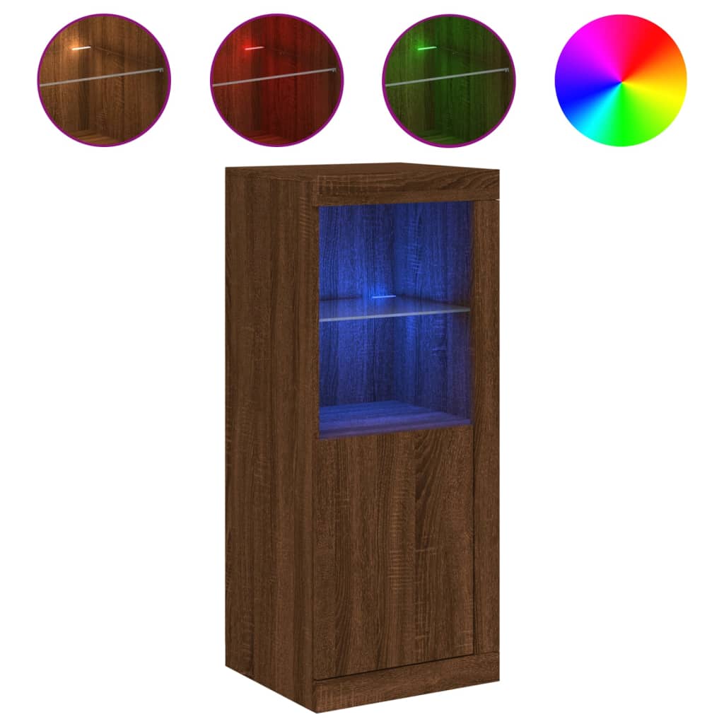 Buffet avec lumières LED chêne marron 41x37x100 cm Buffets & bahuts vidaXL   