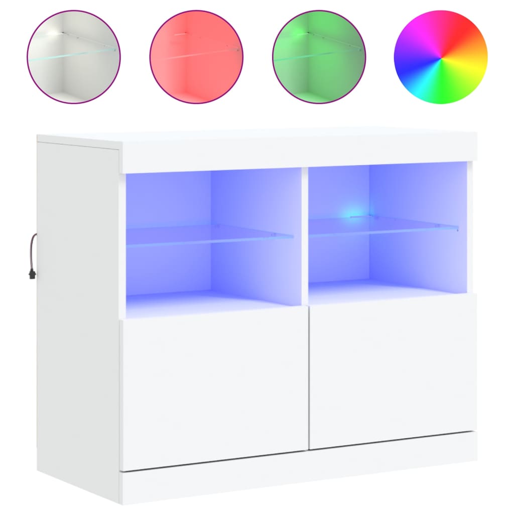 Buffet avec lumières LED blanc 81x37x67 cm Buffets & bahuts vidaXL   