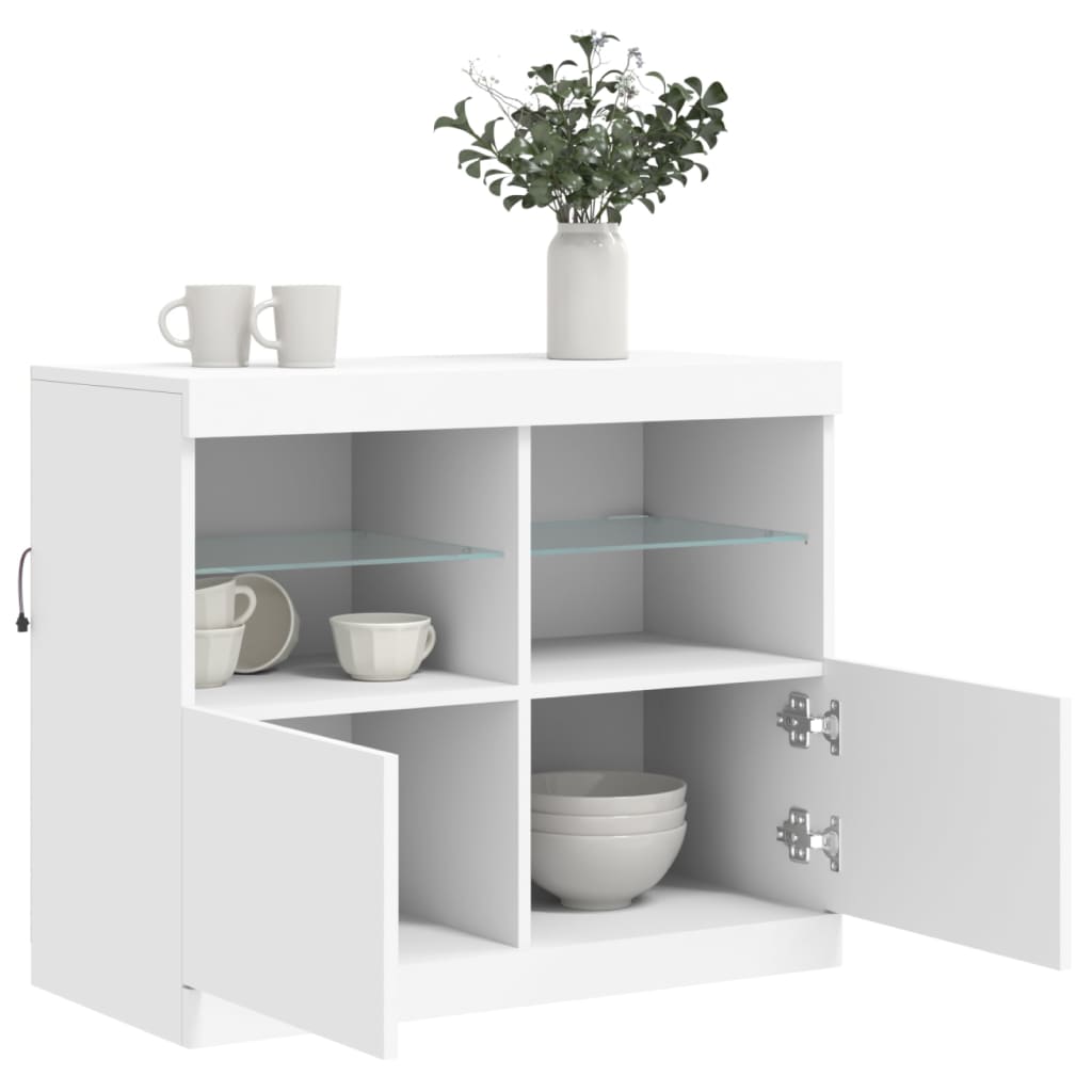 Buffet avec lumières LED blanc 81x37x67 cm Buffets & bahuts vidaXL   