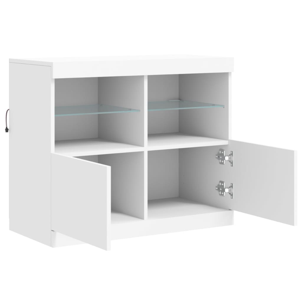 Buffet avec lumières LED blanc 81x37x67 cm Buffets & bahuts vidaXL   