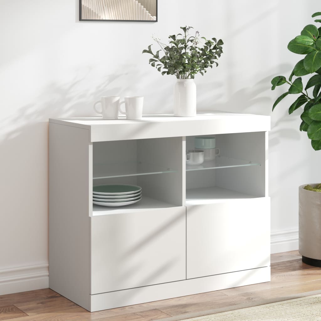 Buffet avec lumières LED blanc 81x37x67 cm Buffets & bahuts vidaXL   