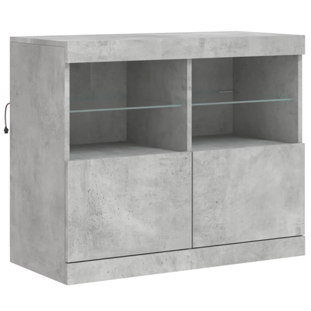 Buffet avec lumières LED gris béton 81x37x67 cm Buffets & bahuts vidaXL   
