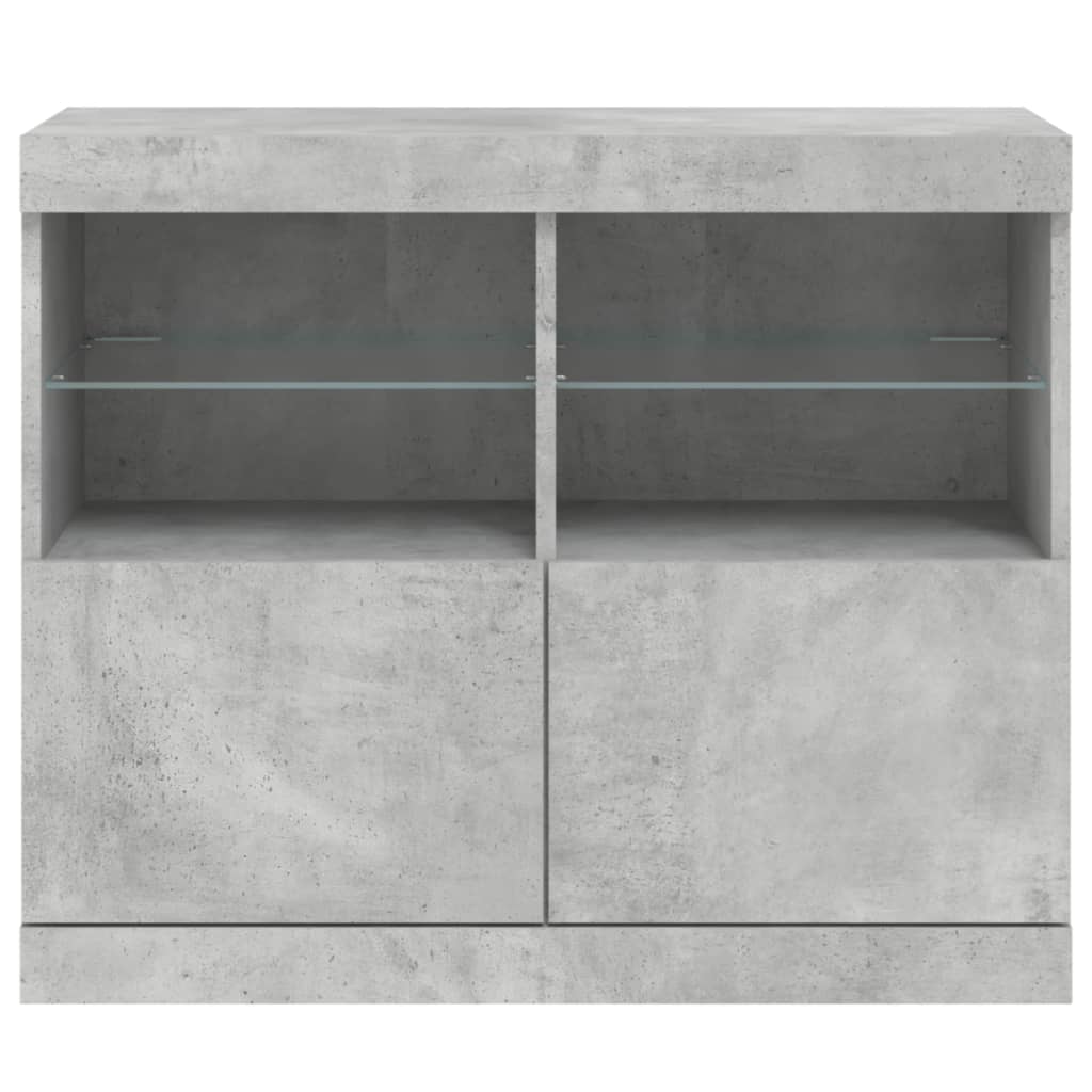 Buffet avec lumières LED gris béton 81x37x67 cm Buffets & bahuts vidaXL   