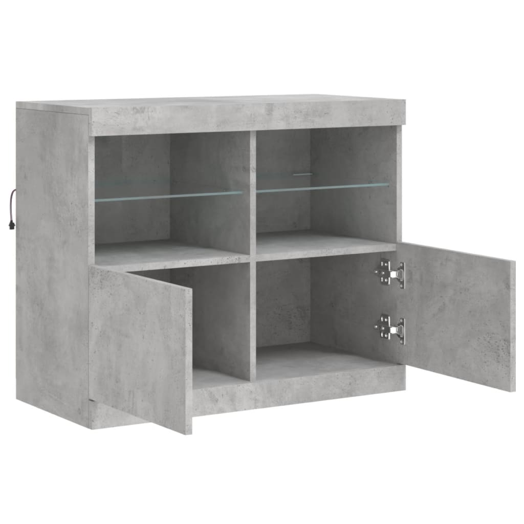 Buffet avec lumières LED gris béton 81x37x67 cm Buffets & bahuts vidaXL   