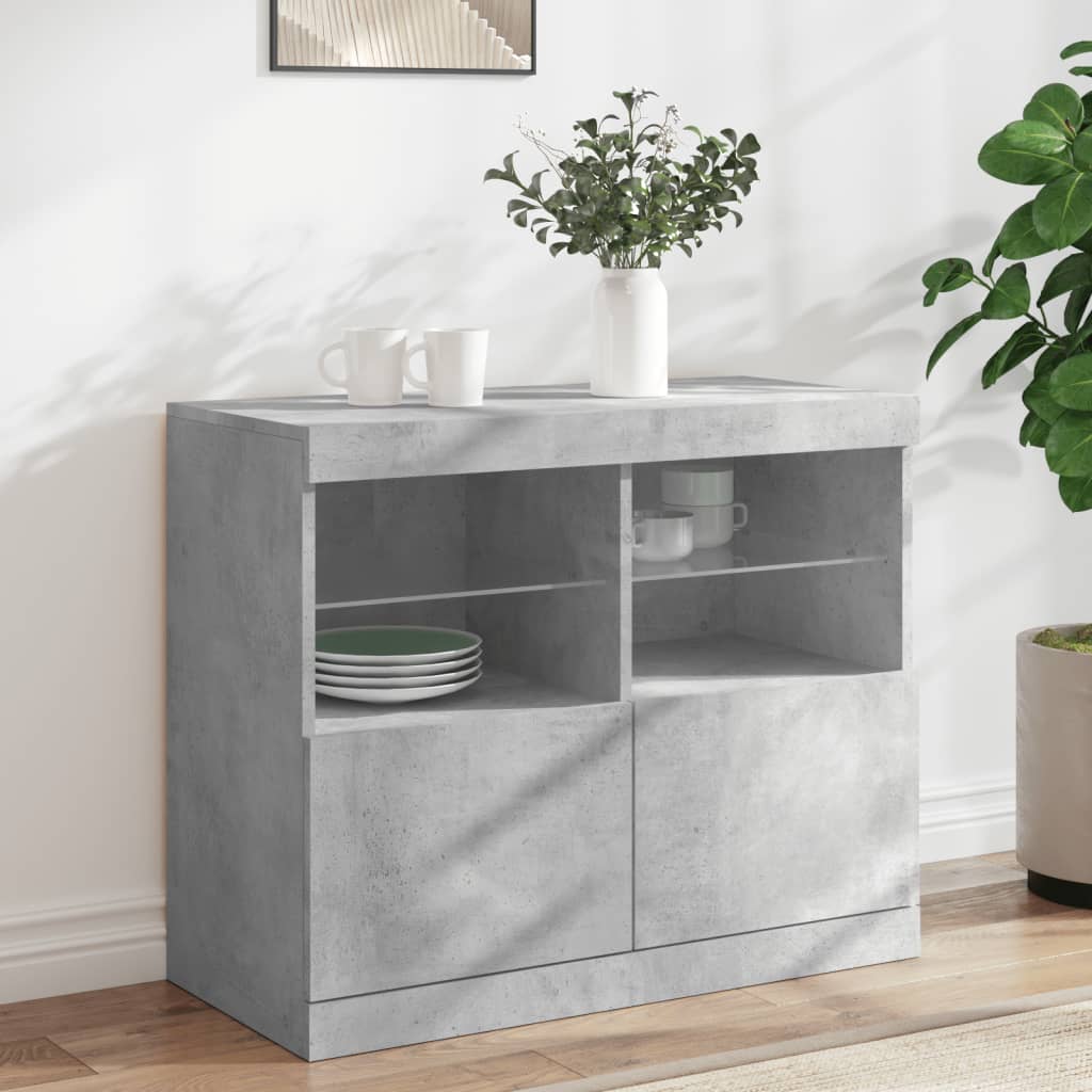 Buffet avec lumières LED gris béton 81x37x67 cm Buffets & bahuts vidaXL   