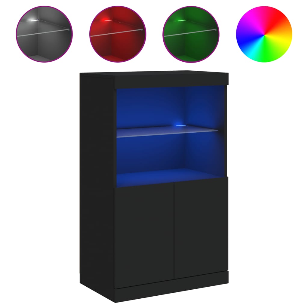 Buffet avec lumières LED noir 60,5x37x100 cm Buffets & bahuts vidaXL   