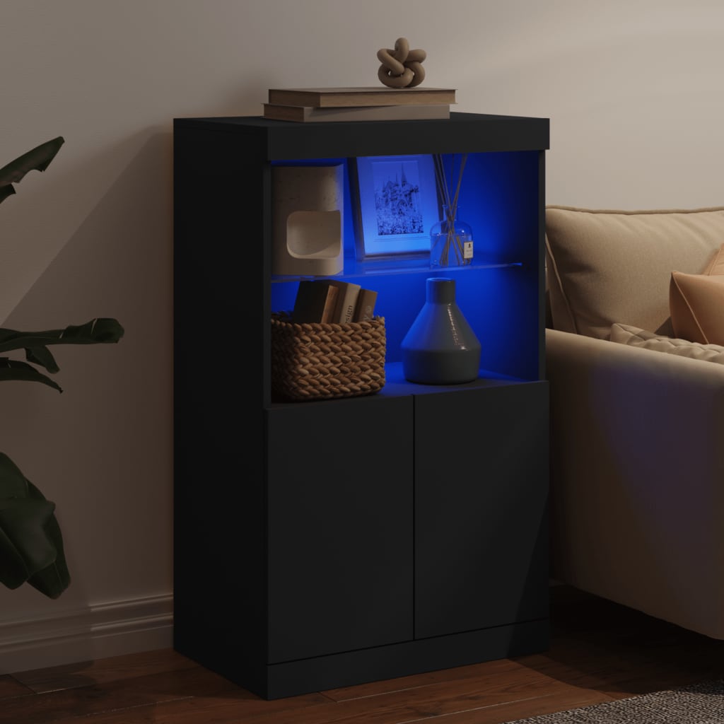 Buffet avec lumières LED noir 60,5x37x100 cm Buffets & bahuts vidaXL   