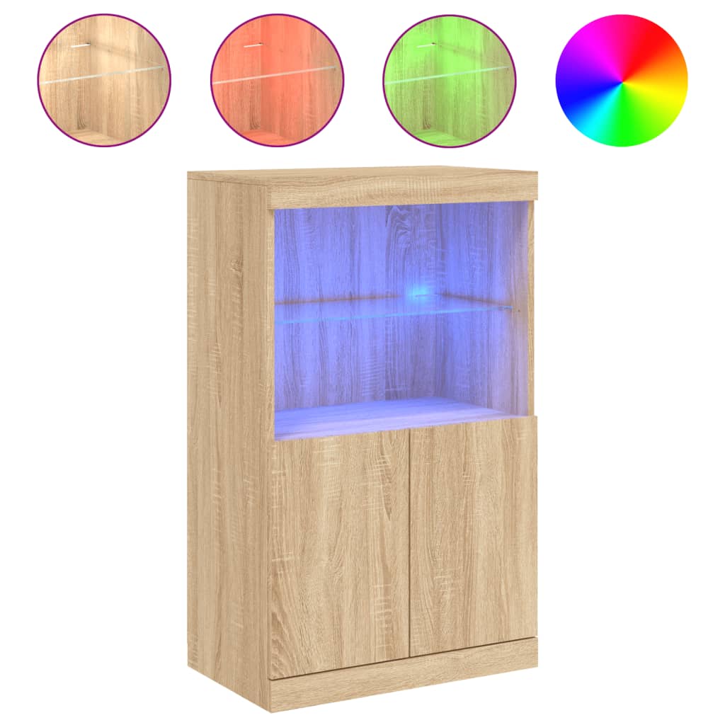 Buffet avec lumières LED chêne sonoma 60,5x37x100 cm Buffets & bahuts vidaXL   