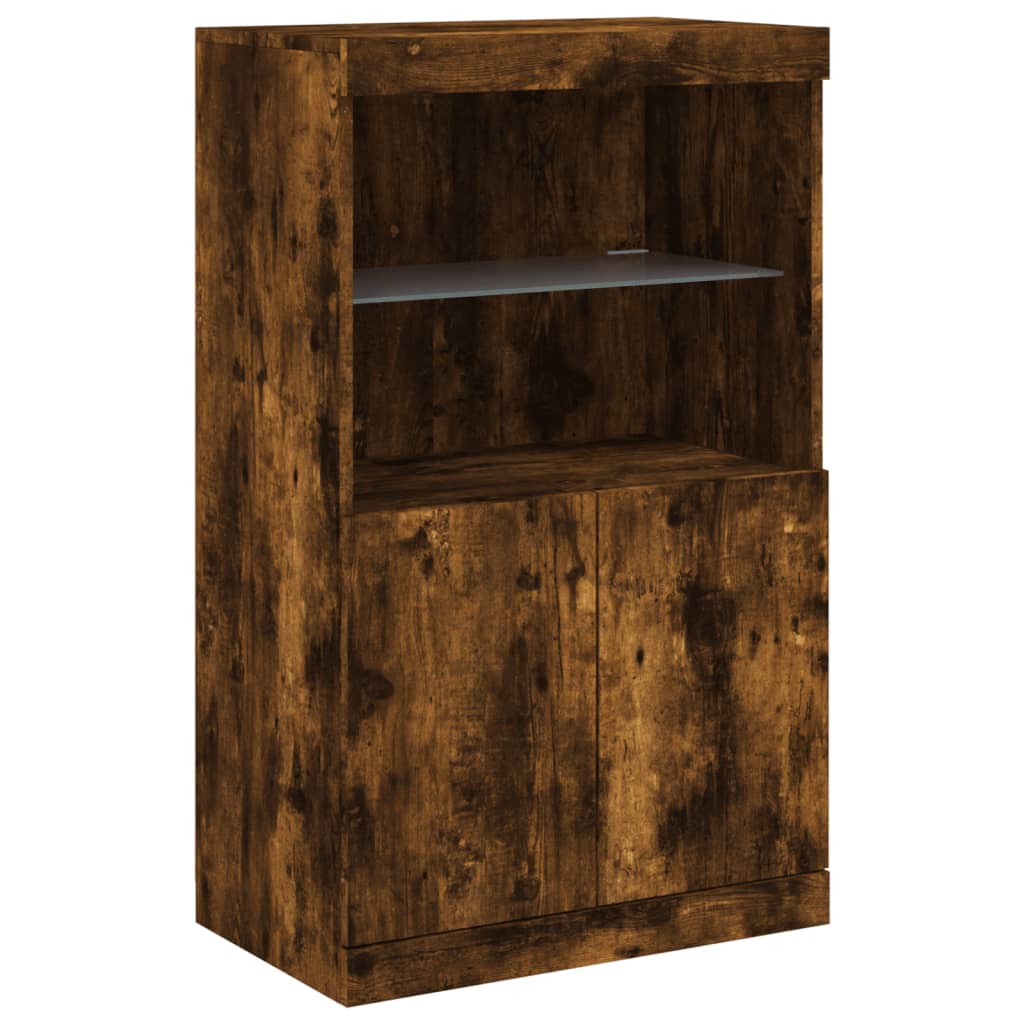 Buffet avec lumières LED chêne fumé 60,5x37x100 cm Buffets & bahuts vidaXL   