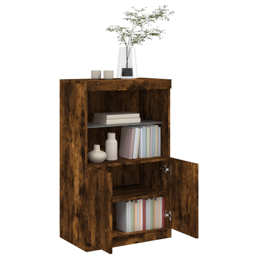 Buffet avec lumières LED chêne fumé 60,5x37x100 cm Buffets & bahuts vidaXL   