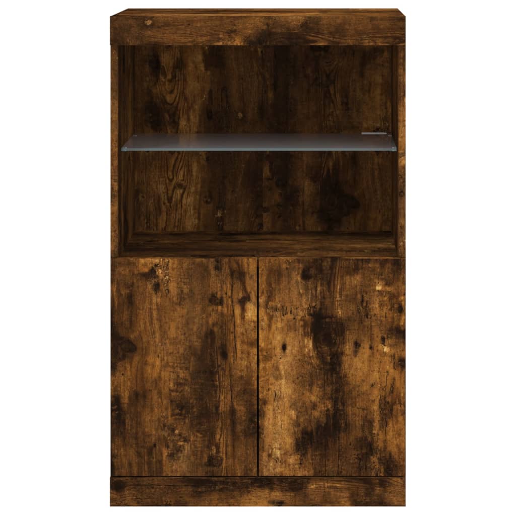 Buffet avec lumières LED chêne fumé 60,5x37x100 cm Buffets & bahuts vidaXL   