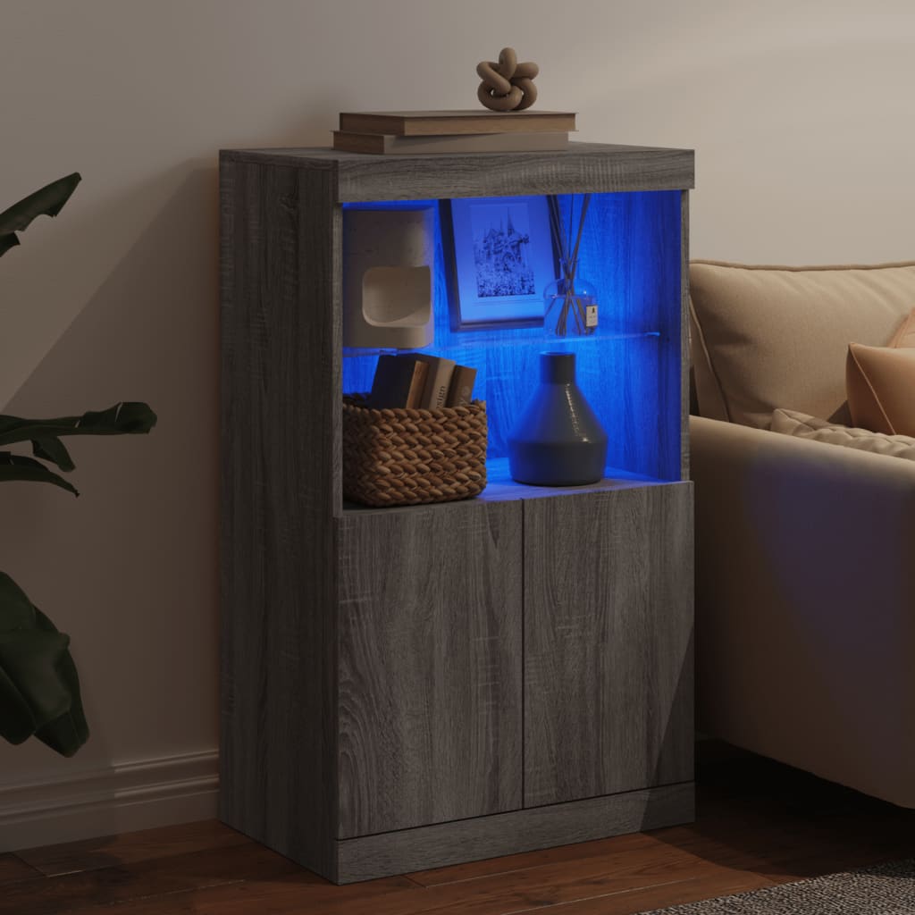 Buffet avec lumières LED sonoma gris 60,5x37x100 cm Buffets & bahuts vidaXL   