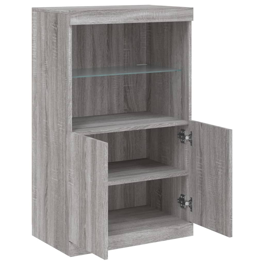 Buffet avec lumières LED sonoma gris 60,5x37x100 cm Buffets & bahuts vidaXL   