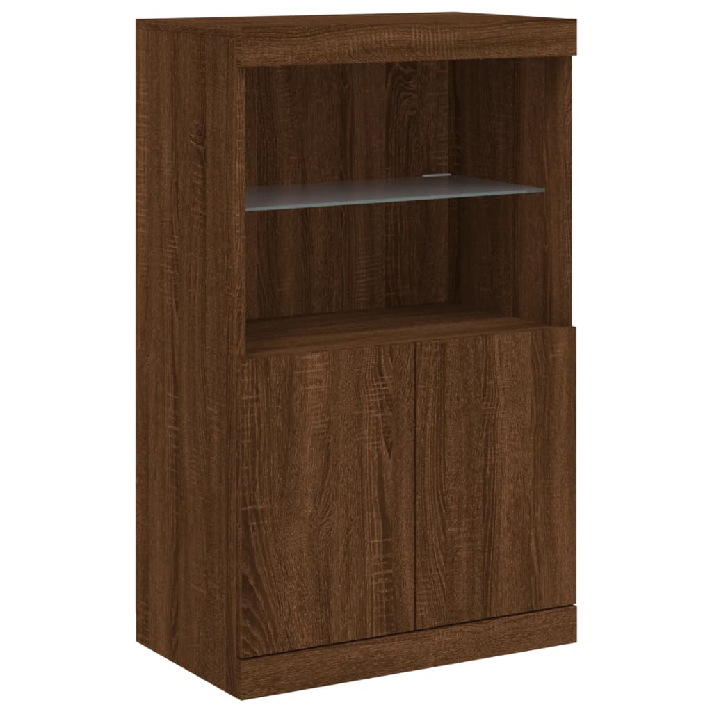 Buffet avec lumières LED chêne marron 60,5x37x100 cm Buffets & bahuts vidaXL   