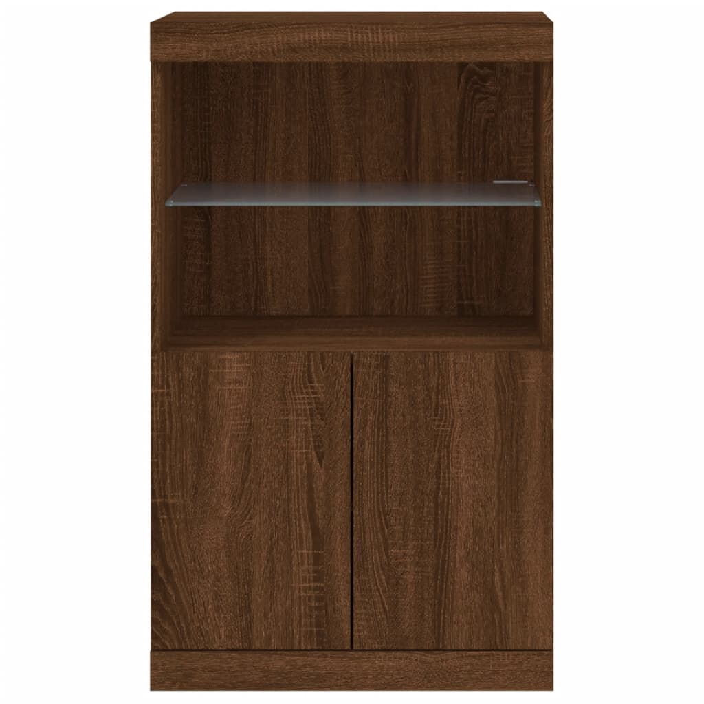 Buffet avec lumières LED chêne marron 60,5x37x100 cm Buffets & bahuts vidaXL   
