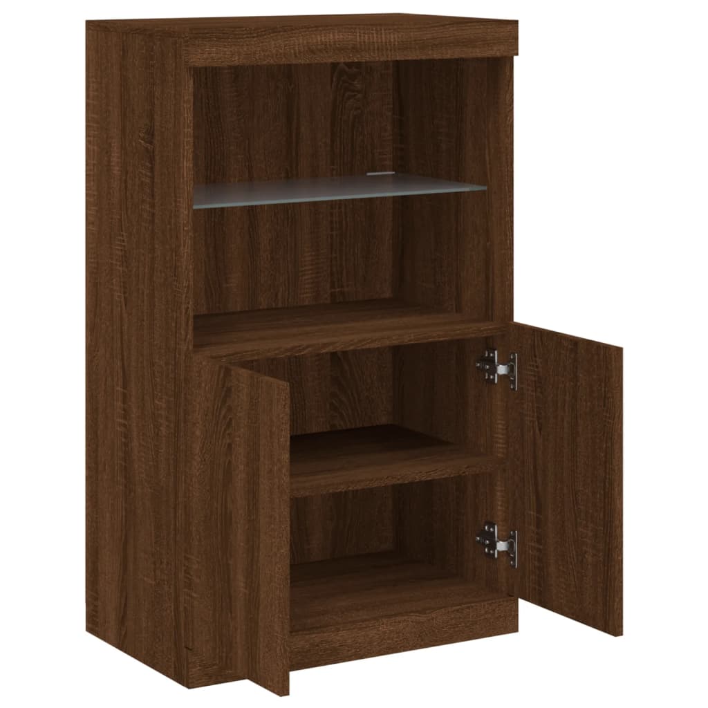 Buffet avec lumières LED chêne marron 60,5x37x100 cm Buffets & bahuts vidaXL   