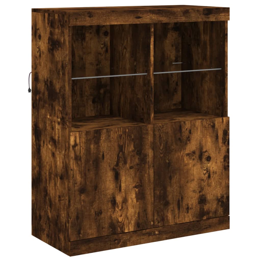 Buffet avec lumières LED chêne fumé 81x37x100 cm Buffets & bahuts vidaXL   