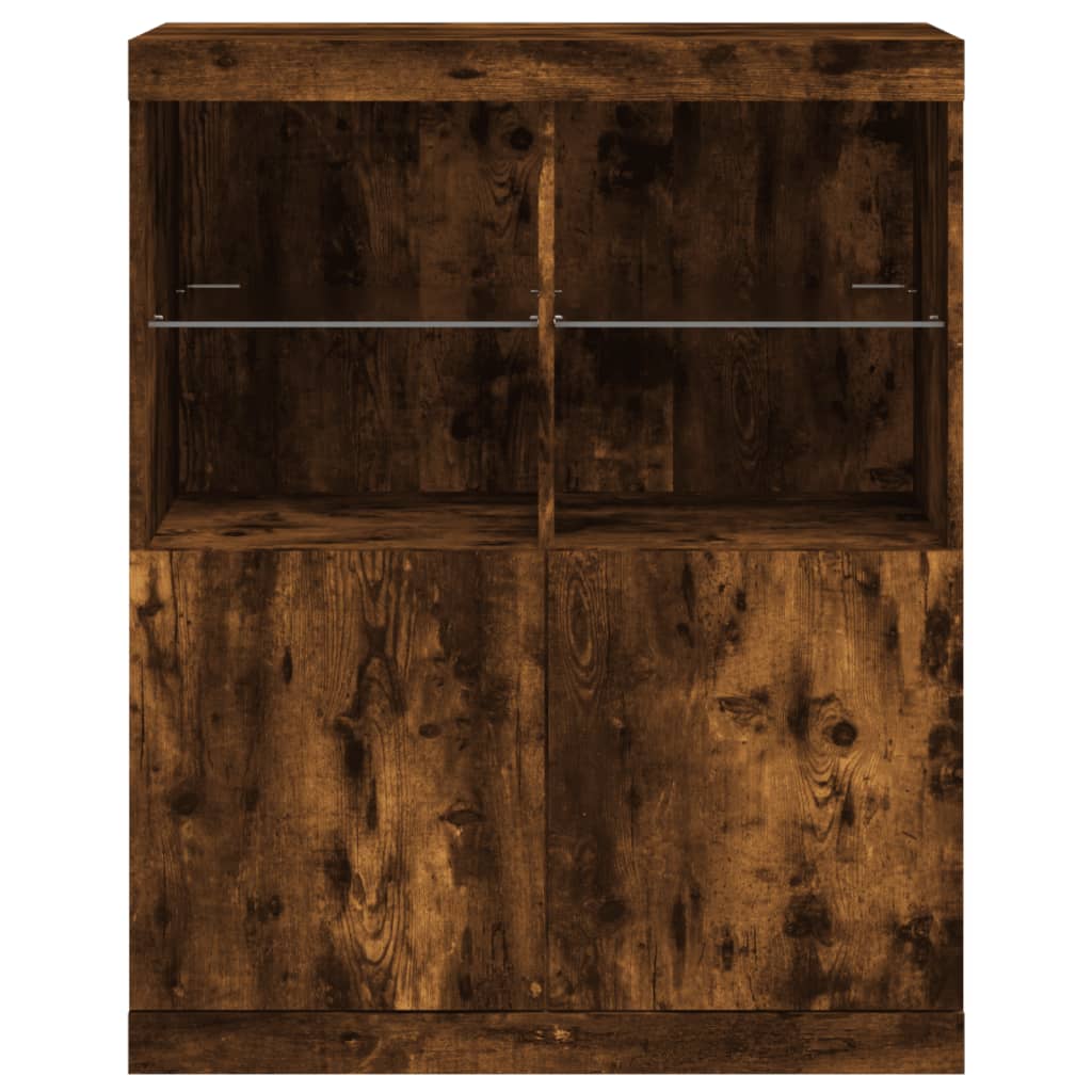 Buffet avec lumières LED chêne fumé 81x37x100 cm Buffets & bahuts vidaXL   