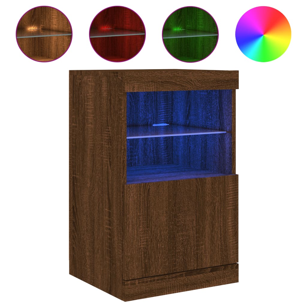 Buffet avec lumières LED chêne marron 41x37x67 cm Buffets & bahuts vidaXL   