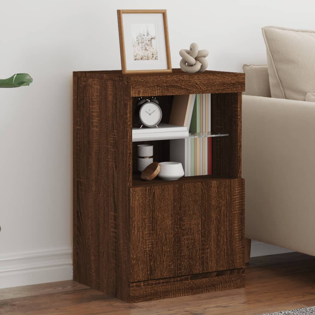 Buffet avec lumières LED chêne marron 41x37x67 cm Buffets & bahuts vidaXL   