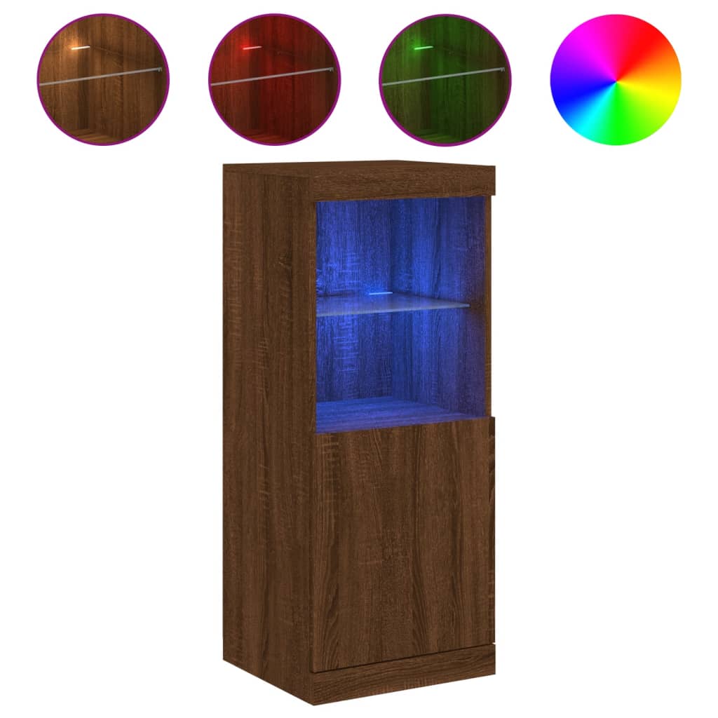 Buffet avec lumières LED chêne marron 41x37x100 cm Buffets & bahuts vidaXL   