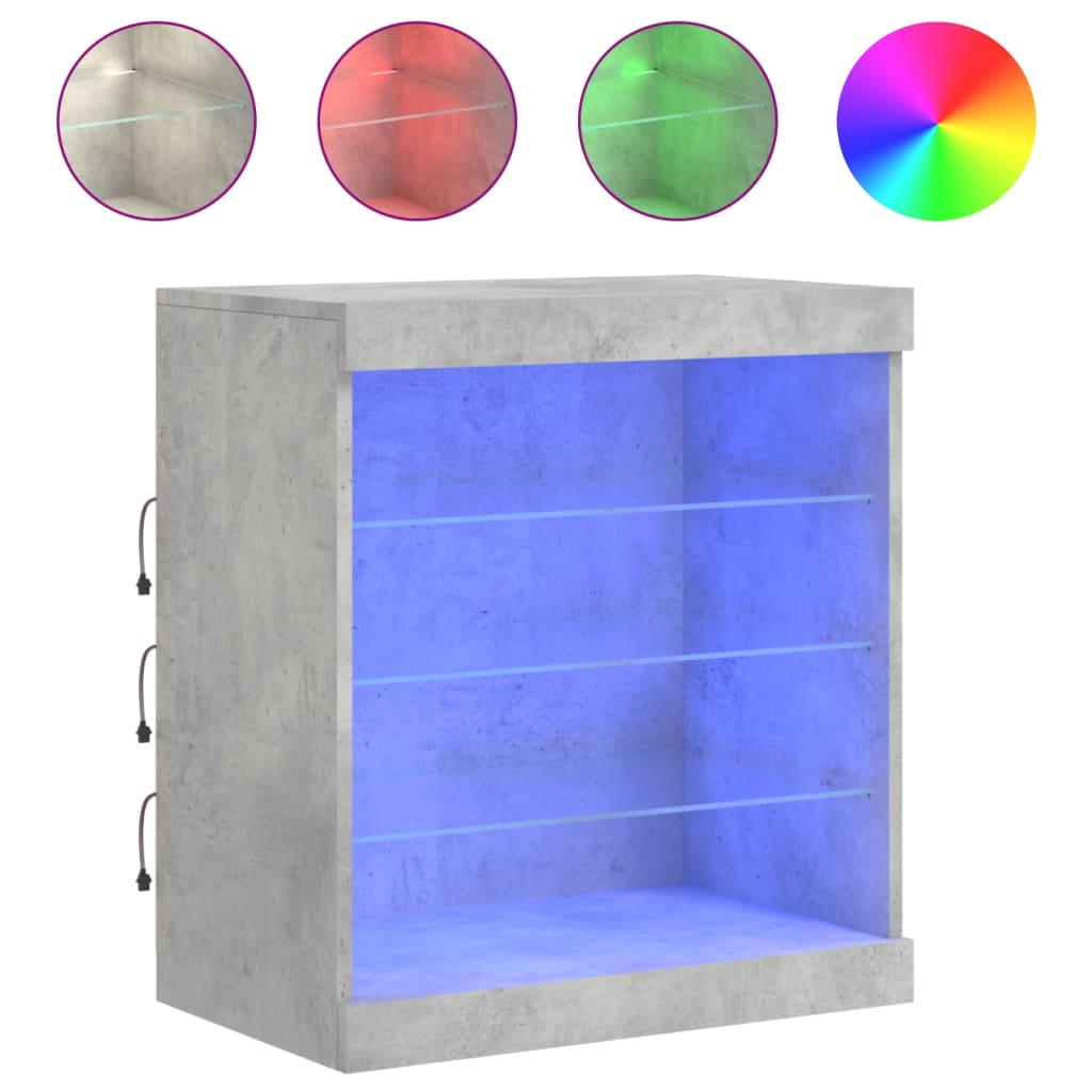 Buffet avec lumières LED gris béton 60,5x37x67 cm Buffets & bahuts vidaXL   