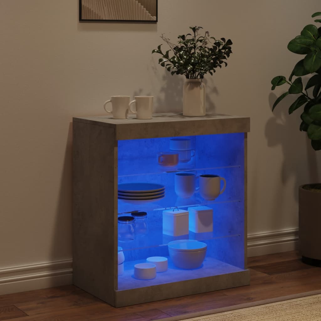 Buffet avec lumières LED gris béton 60,5x37x67 cm Buffets & bahuts vidaXL   