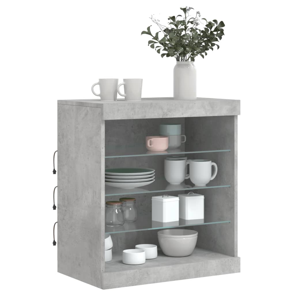 Buffet avec lumières LED gris béton 60,5x37x67 cm Buffets & bahuts vidaXL   