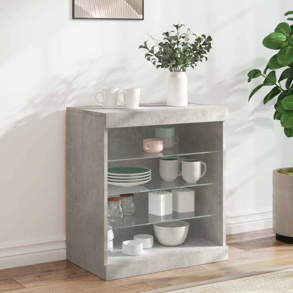 Buffet avec lumières LED gris béton 60,5x37x67 cm Buffets & bahuts vidaXL   