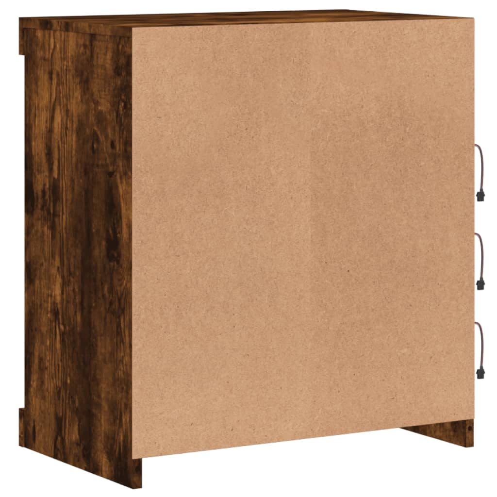 Buffet avec lumières LED chêne fumé 60,5x37x67 cm Buffets & bahuts vidaXL   