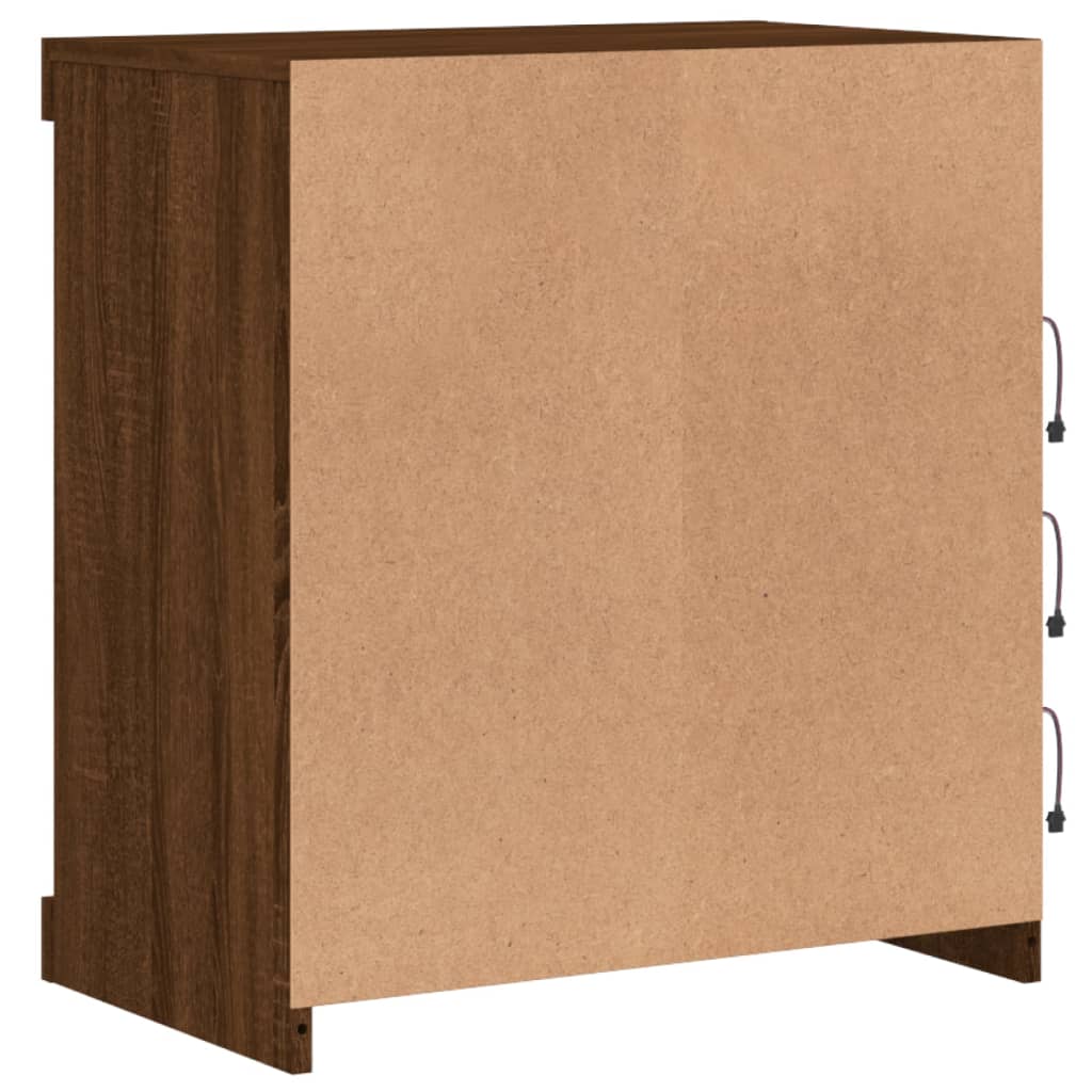 Buffet avec lumières LED chêne marron 60,5x37x67 cm Buffets & bahuts vidaXL   