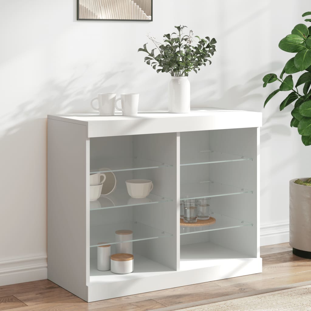 Buffet avec lumières LED blanc 81x37x67 cm Buffets & bahuts vidaXL   