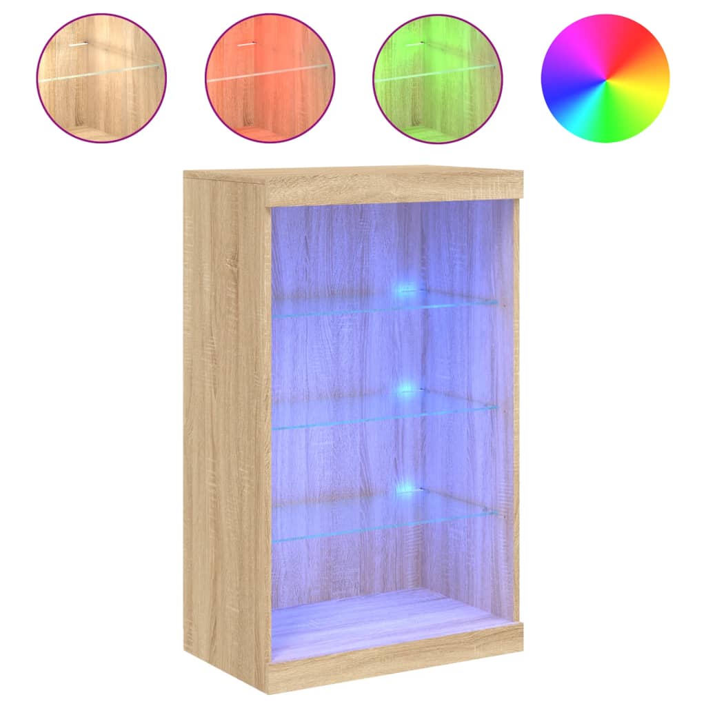 Buffet avec lumières LED chêne sonoma 60,5x37x100 cm Buffets & bahuts vidaXL   