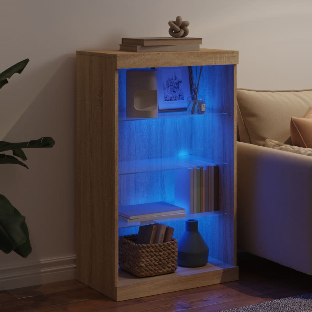 Buffet avec lumières LED chêne sonoma 60,5x37x100 cm Buffets & bahuts vidaXL   