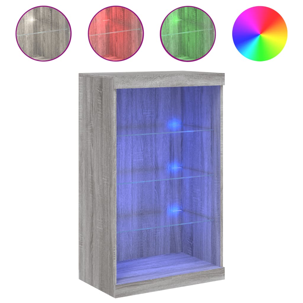 Buffet avec lumières LED sonoma gris 60,5x37x100 cm Buffets & bahuts vidaXL   