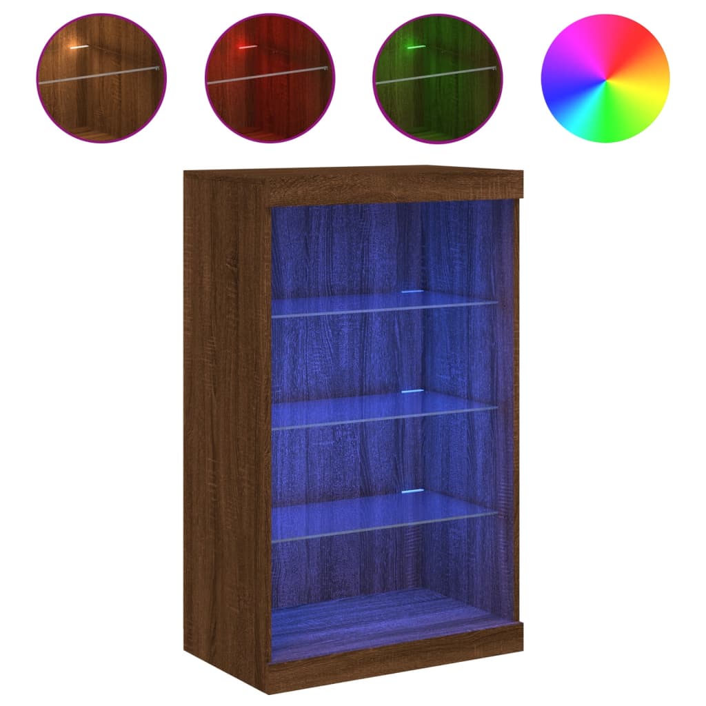 Buffet avec lumières LED chêne marron 60,5x37x100 cm Buffets & bahuts vidaXL   