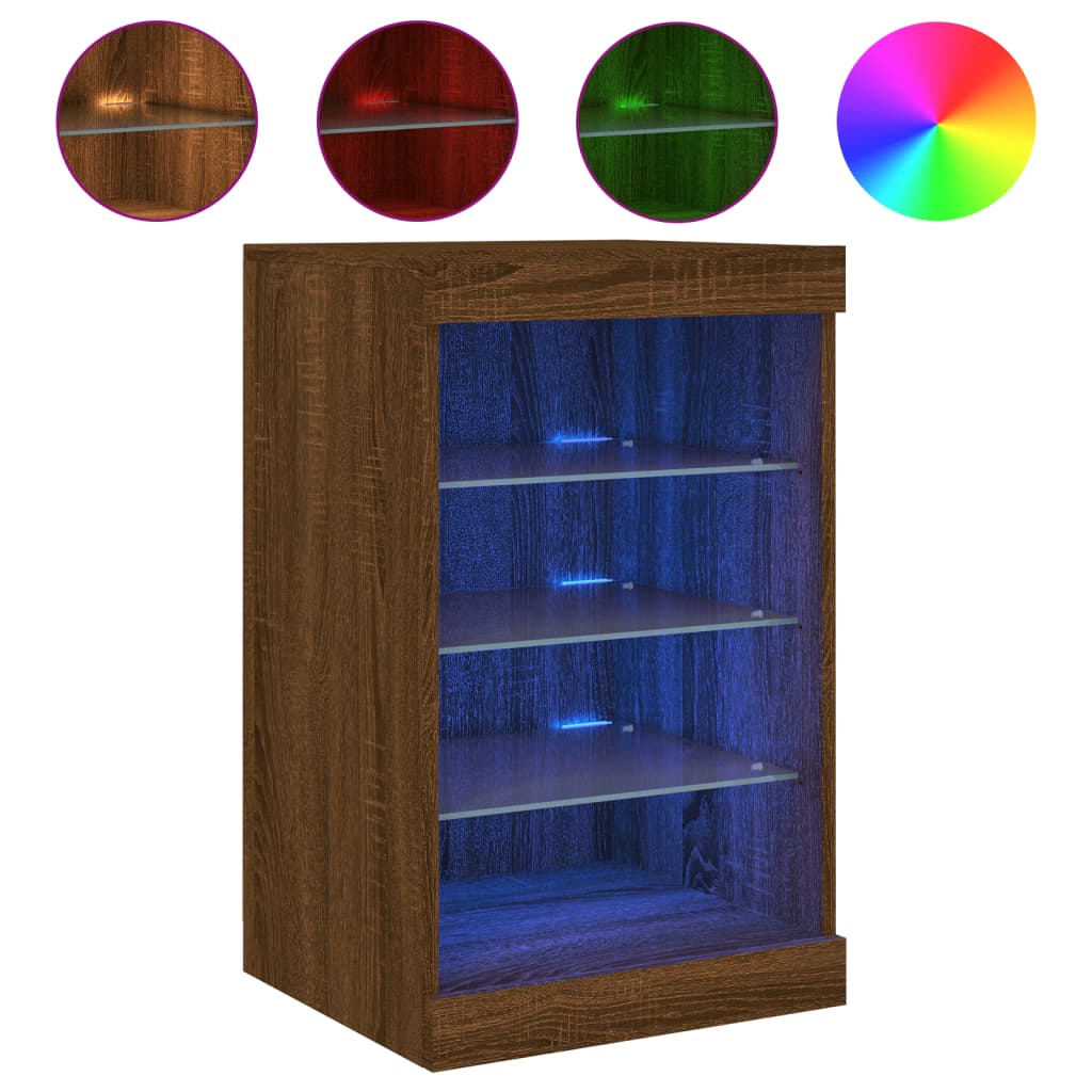 Buffet avec lumières LED chêne marron 41x37x67 cm Buffets & bahuts vidaXL   