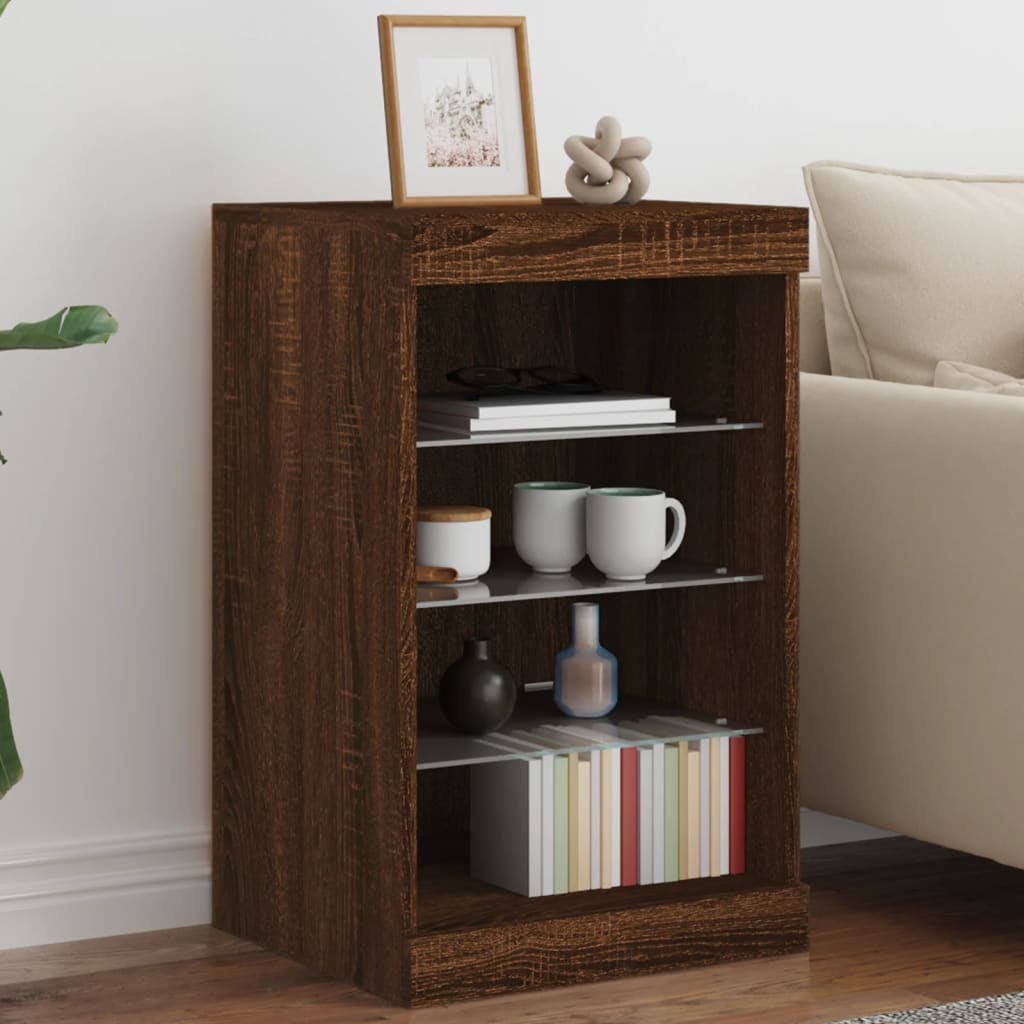 Buffet avec lumières LED chêne marron 41x37x67 cm Buffets & bahuts vidaXL   