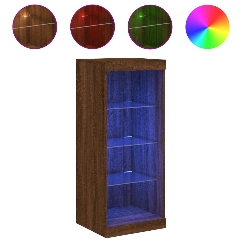Buffet avec lumières LED chêne marron 41x37x100 cm Buffets & bahuts vidaXL   