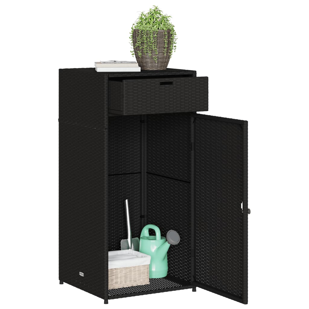 Armoire de rangement de jardin noir 55x55x111 cm résine tressée Coffres de jardin vidaXL   