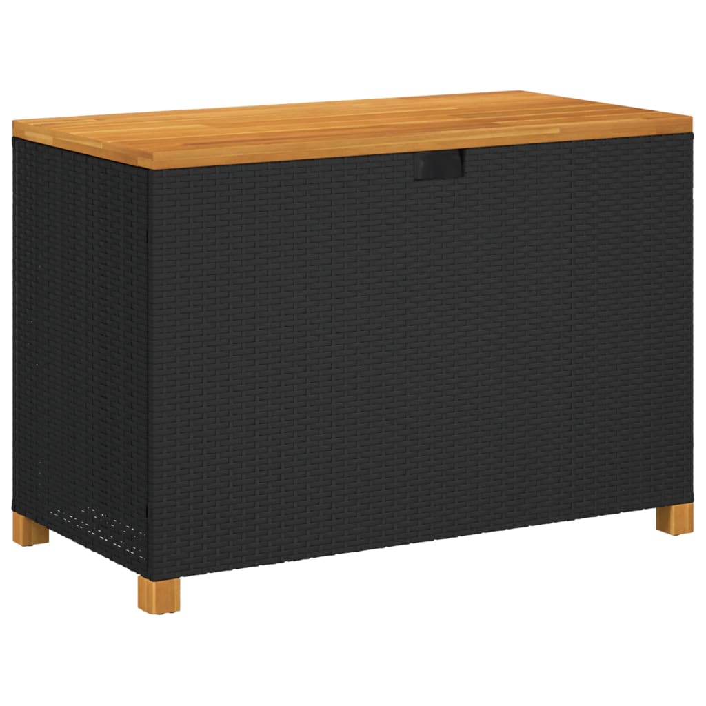 Boîte de rangement de jardin noir résine tressée bois d'acacia Coffres de jardin vidaXL   