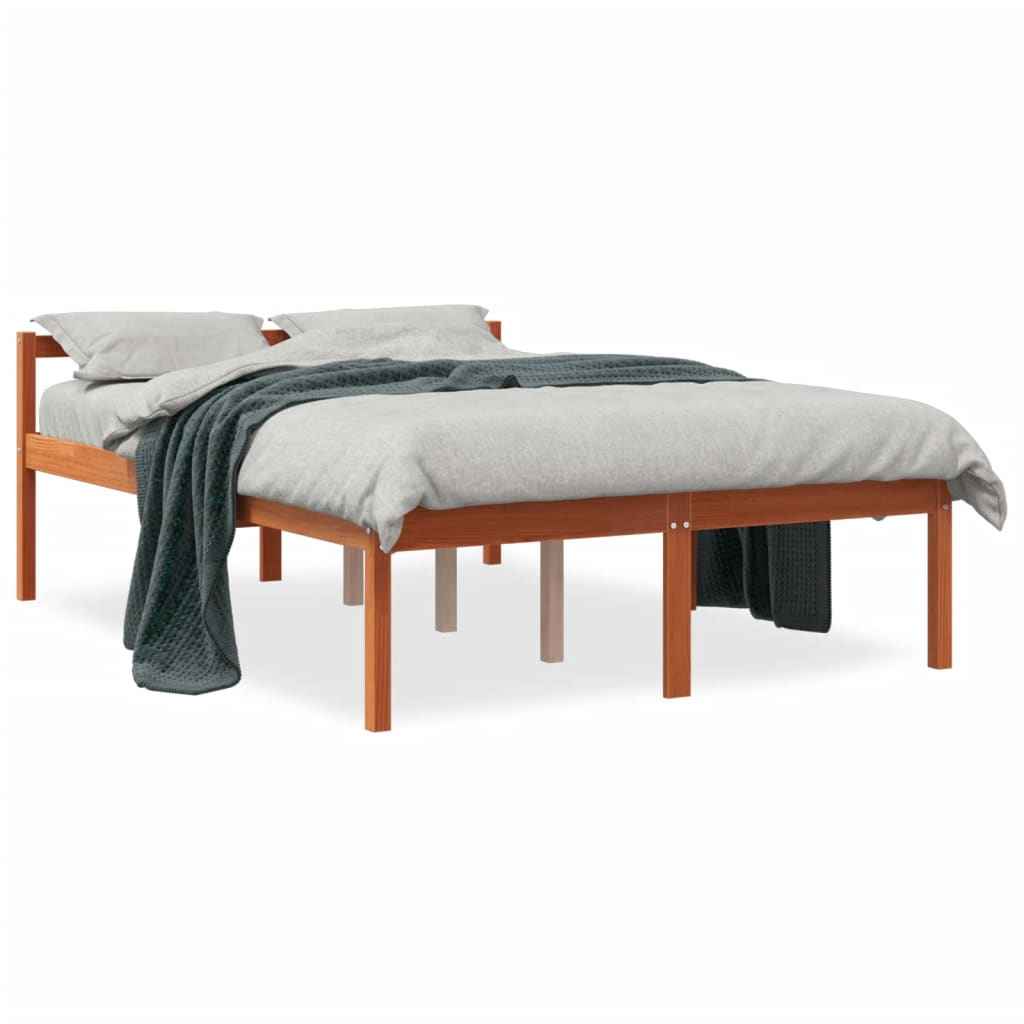 Lit pour personne âgée cire marron 120x200cm bois de pin massif Lits & cadres de lit vidaXL   