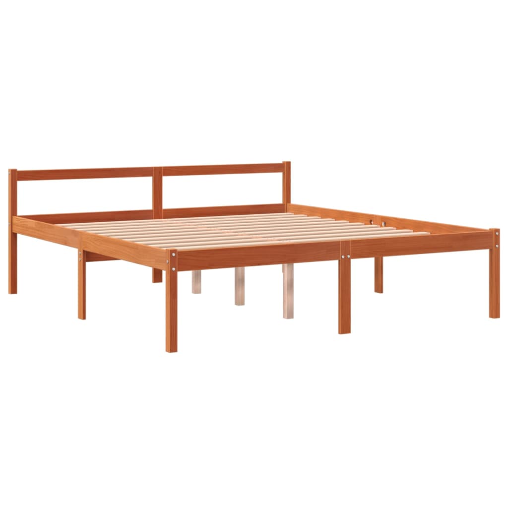 Lit pour personne âgée cire marron 150x200cm bois de pin massif Lits & cadres de lit vidaXL   
