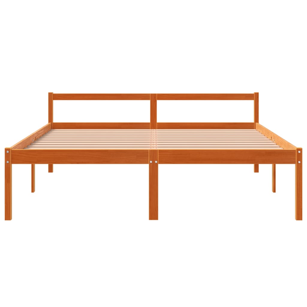 Lit pour personne âgée cire marron 160x200cm bois de pin massif Lits & cadres de lit vidaXL   