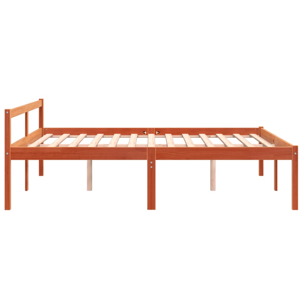 Lit pour personne âgée cire marron 160x200cm bois de pin massif Lits & cadres de lit vidaXL   