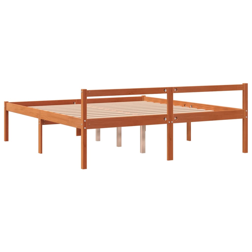 Lit pour personne âgée cire marron 160x200cm bois de pin massif Lits & cadres de lit vidaXL   