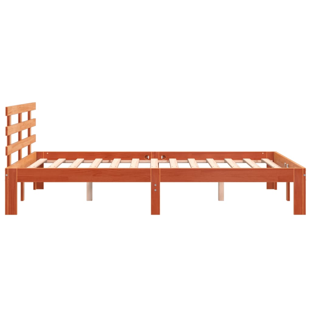 Cadre de lit et tête de lit cire marron 120x200 cm bois de pin Lits & cadres de lit vidaXL   