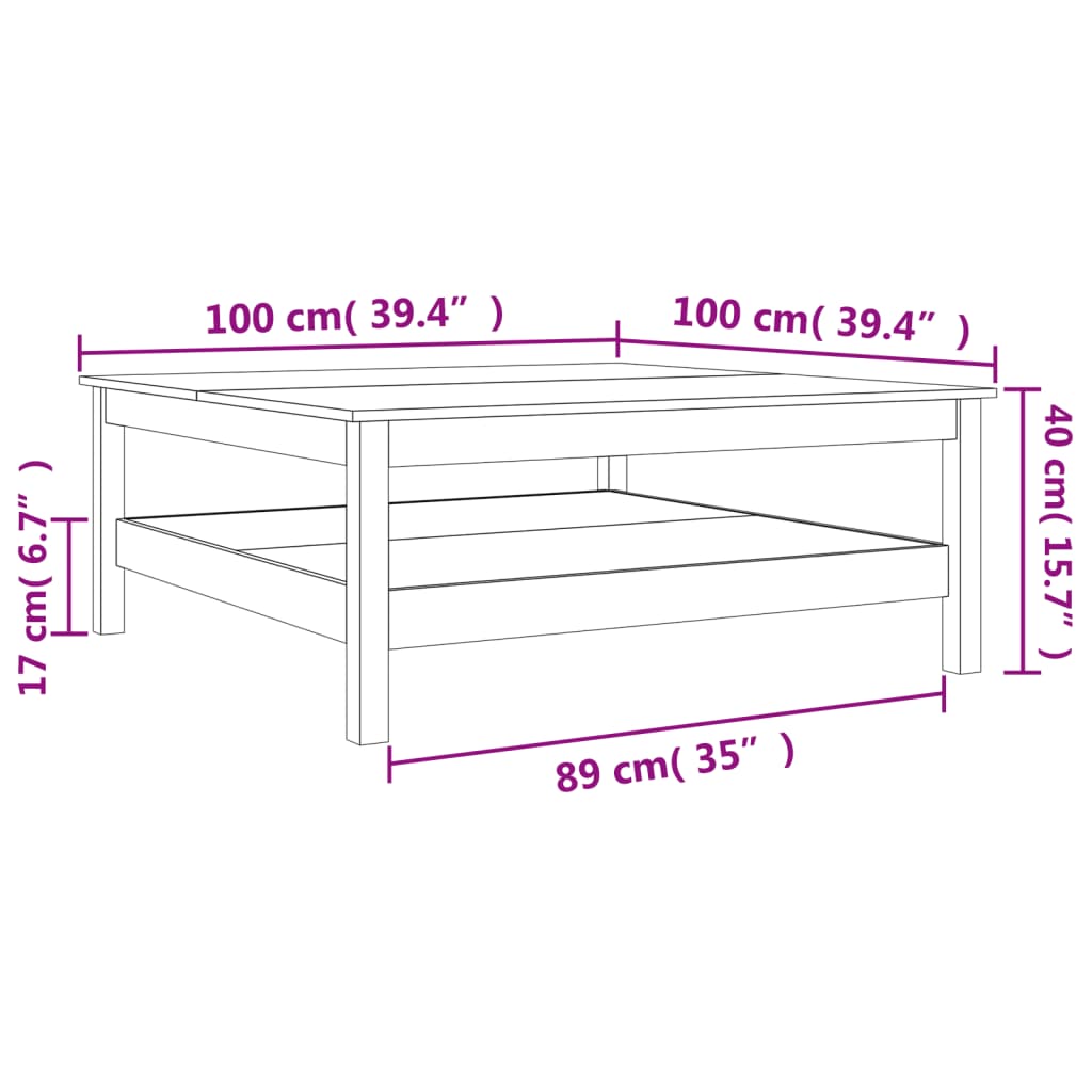Table basse cire marron 100x100x40 cm bois massif de pin Tables basses vidaXL   