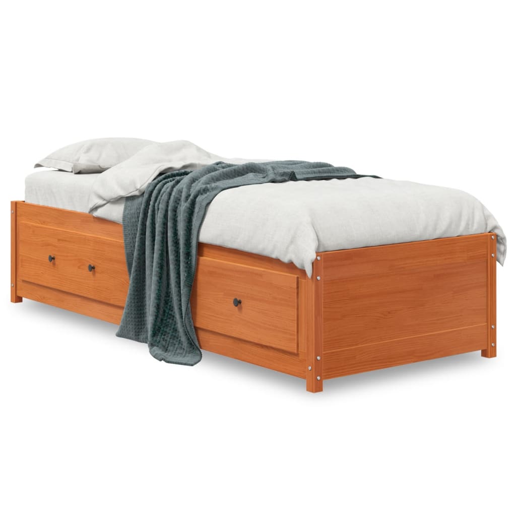Lit de jour cire marron 90x190 cm bois de pin massif Lits & cadres de lit vidaXL   